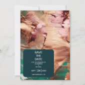 Abstract smaragdgroen roos gouden bruiloft save the date (Voorkant)