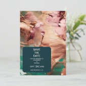 Abstract smaragdgroen roos gouden bruiloft save the date (Staand voorkant)