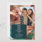 Abstract smaragdgroen roos gouden bruiloft save the date (Voorkant)