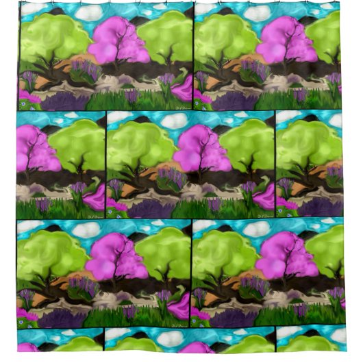 Abstract Snoep katoen Douchegordijn (Voorkant)