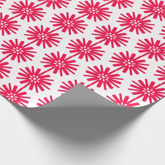 Abstract Snowflake Pattern Red Cadeaupapier (Hoek)