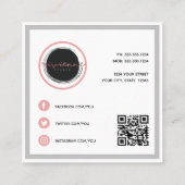 Abstract Sociale Media Geometrisch Roze en Grijs Vierkante Visitekaartje (Achterkant)