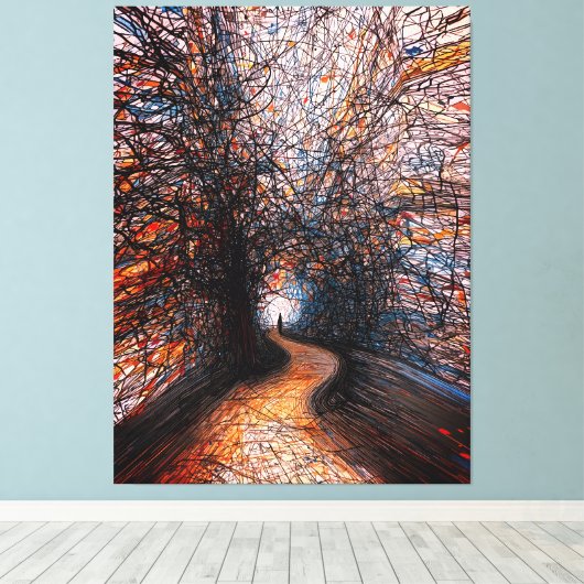 Abstract Solitude Road – Kleurrijk Boompad Canvas Afdruk (Insitu (Houten vloer))