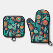 Abstract Sonoran Desert Pattern Monogram Ovenwant & Pannenlap Set (Voorkant)