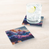 Abstract Space Nebula Art - Colorful Cosmic Glazen Onderzetter (Schuin)