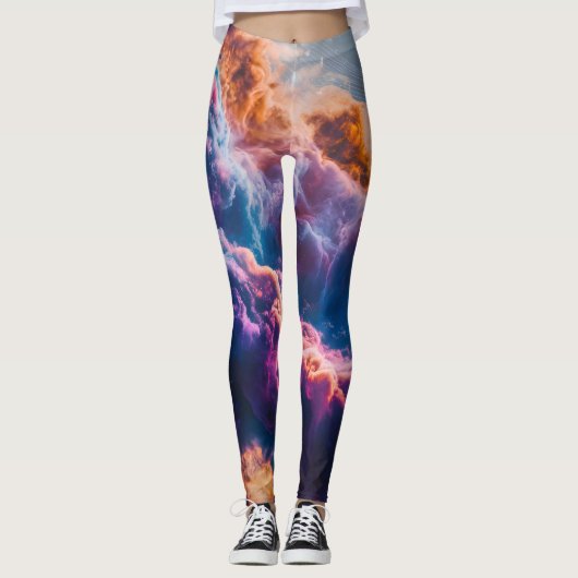 Abstract Space Nebula Art - Colorful Cosmic Leggings (Voorkant)