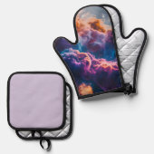Abstract Space Nebula Art - Colorful Cosmic Ovenwant & Pannenlap Set (Voorkant / Achterkant)