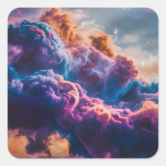 Abstract Space Nebula Art - Colorful Cosmic Vierkante Sticker (Voorkant)