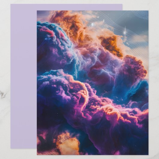 Abstract Space Nebula Art - Colorful Paper Sheet (Voorkant / Achterkant)