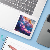 Abstract Space Nebula Art - Colorful Stickers (Laptop met iPhone)