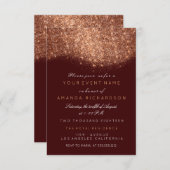 Abstract Sparkly Glitter Copper Roos Gold Burgundy Kaart (Voorkant / Achterkant)