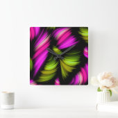 Abstract Spectrum Ribbons Roze Groen Vierkante Klok (Huis)
