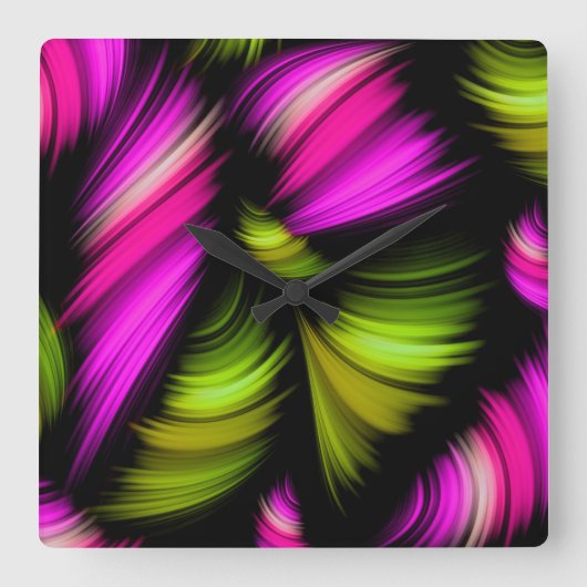 Abstract Spectrum Ribbons Roze Groen Vierkante Klok (Voorkant)