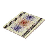 Abstract spidervormig patroon in paars en rood tegeltje (Zijkant)