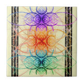 Abstract spidervormig patroon in paars en rood tegeltje (Voorkant)