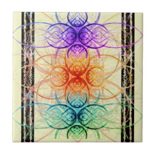 Abstract spidervormig patroon in paars en rood tegeltje