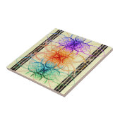 Abstract spidervormig patroon in paars en rood tegeltje (Zijkant)