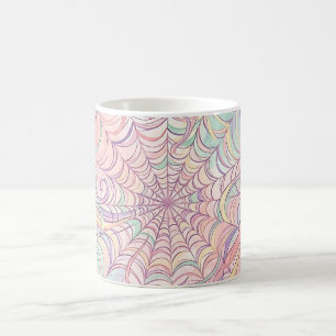 Abstract Spinnenweb Kant Pastel Inkt Koffiemok