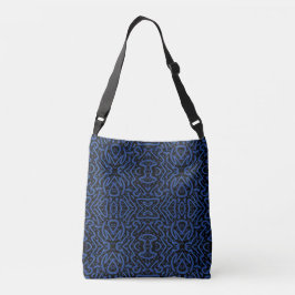 Abstract Spiny Crest Spiked In Blue Colors Pattern Crossbody Tas