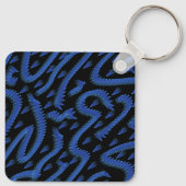 Abstract Spiny Crest Spiked In Blue Colors Pattern Sleutelhanger (Achterkant)