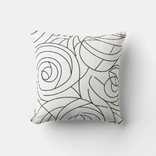 Abstract spiraal - Zwart en Modern wit Kussen
