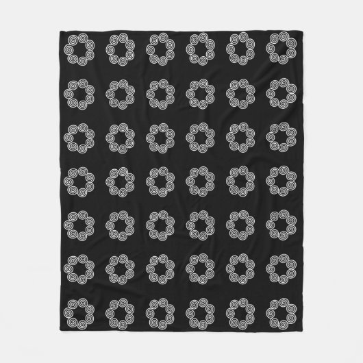 Abstract spiraalcirkelpatroon op zwart fleece deken (Voorkant)