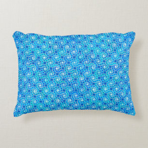 Abstract spiraalpatroon - blauw, turquoise & wit decoratief kussen
