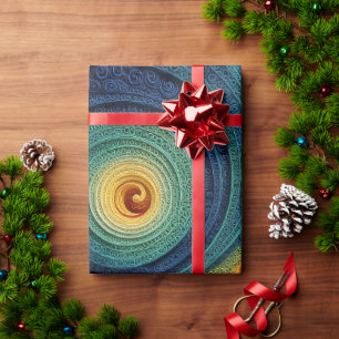 Abstract spiraalpatroon kleurrijke 3D spiraaltextu Cadeaupapier