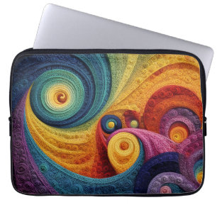 Abstract spiraalpatroon kleurrijke 3D-werveltextuu Laptop Sleeve