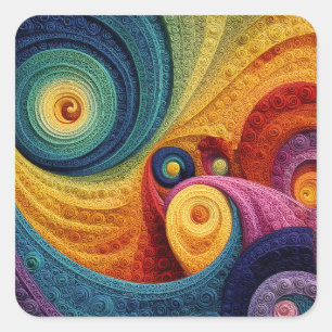 Abstract spiraalpatroon kleurrijke 3D-werveltextuu Vierkante Sticker