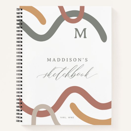 Abstract spiraalvormig patroonmonogram schetsboek notitieboek (Voorkant)