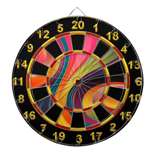 Abstract spiraalvormig regenboogkleurig ontwerp dartbord (Voorkant)