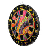 Abstract spiraalvormig regenboogkleurig ontwerp dartbord (Voorkant Rechts)