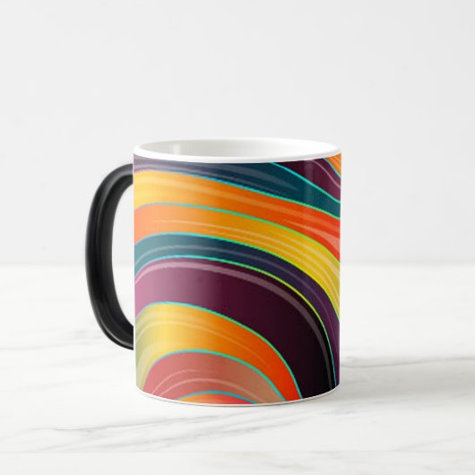 Abstract spiraalvormig regenboogkleurig ontwerp magische mok (Voorkant links)