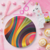 Abstract spiraalvormig regenboogkleurig ontwerp papieren bordje (Feest)
