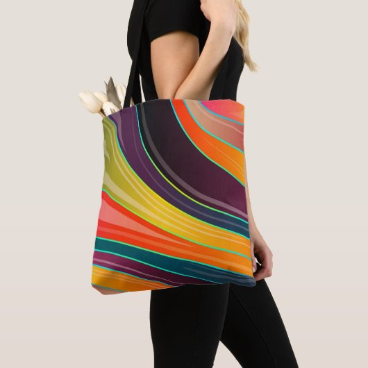 Abstract spiraalvormig regenboogkleurig ontwerp tote bag (Dichtbij)