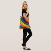 Abstract spiraalvormig regenboogkleurig ontwerp tote bag (Op model)