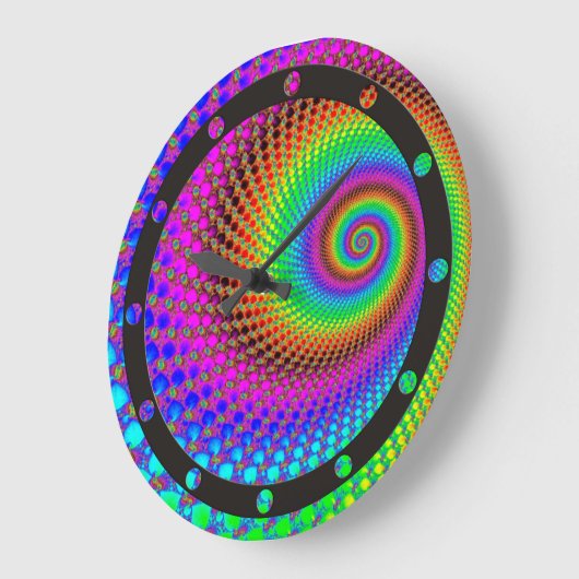 Abstract Spiral Fractal - neonkleurig Grote Klok (Hoek)