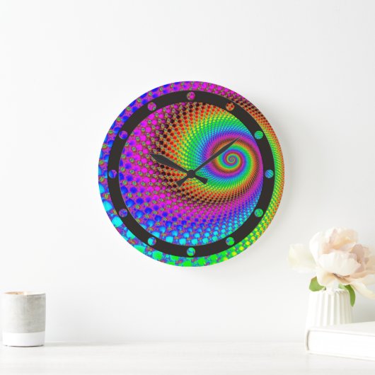 Abstract Spiral Fractal - neonkleurig Grote Klok (Huis)