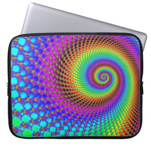 Abstract Spiral Fractal - neonkleurig Laptop Sleeve