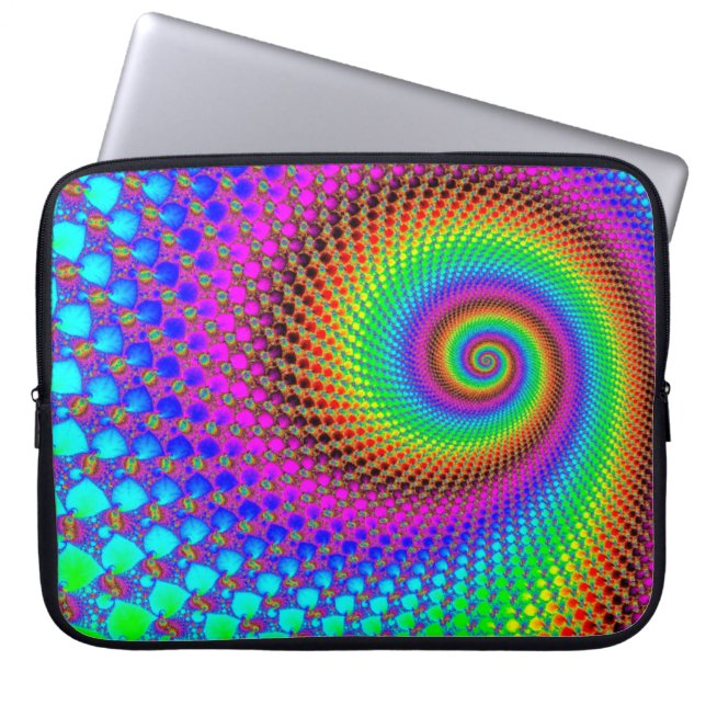 Abstract Spiral Fractal - neonkleurig Laptop Sleeve (Voorkant)