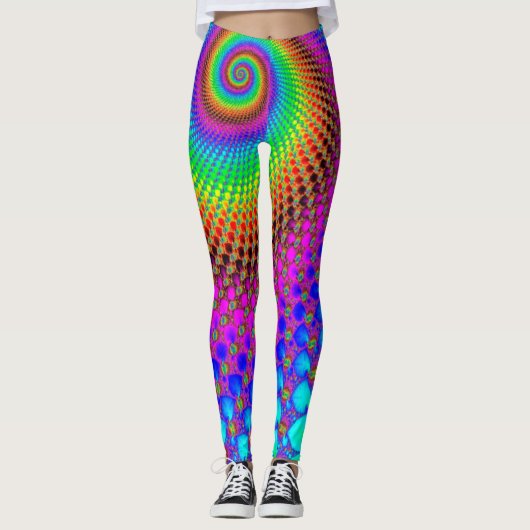 Abstract Spiral Fractal - neonkleurig Leggings (Voorkant)
