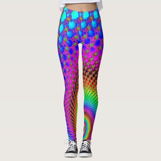 Abstract Spiral Fractal - neonkleurig Leggings (Voorkant)