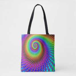 Abstract Spiral Fractal - neonkleurig Tote Bag