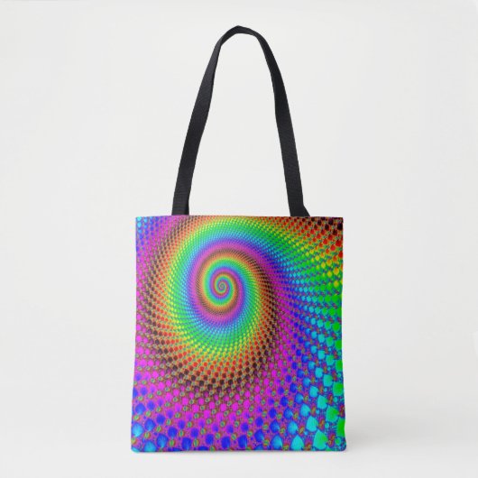 Abstract Spiral Fractal - neonkleurig Tote Bag (Voorkant)