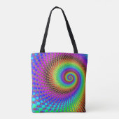 Abstract Spiral Fractal - neonkleurig Tote Bag (Achterkant)