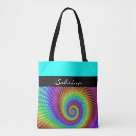 Abstract Spiral Fractal - neonkleurig Tote Bag