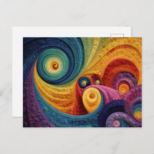Abstract Spiral Pattern Colorful 3D Swirl Texture Briefkaart (Voorkant / Achterkant)