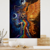 Abstract Spiritual Art Poster “Phoenix & Lotus Reb (Keuken)