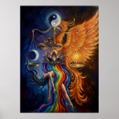 Abstract Spiritual Art Poster “Phoenix & Lotus Reb (Voorkant)
